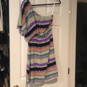 Tracy Reese dress- one shoulder, 100%silk